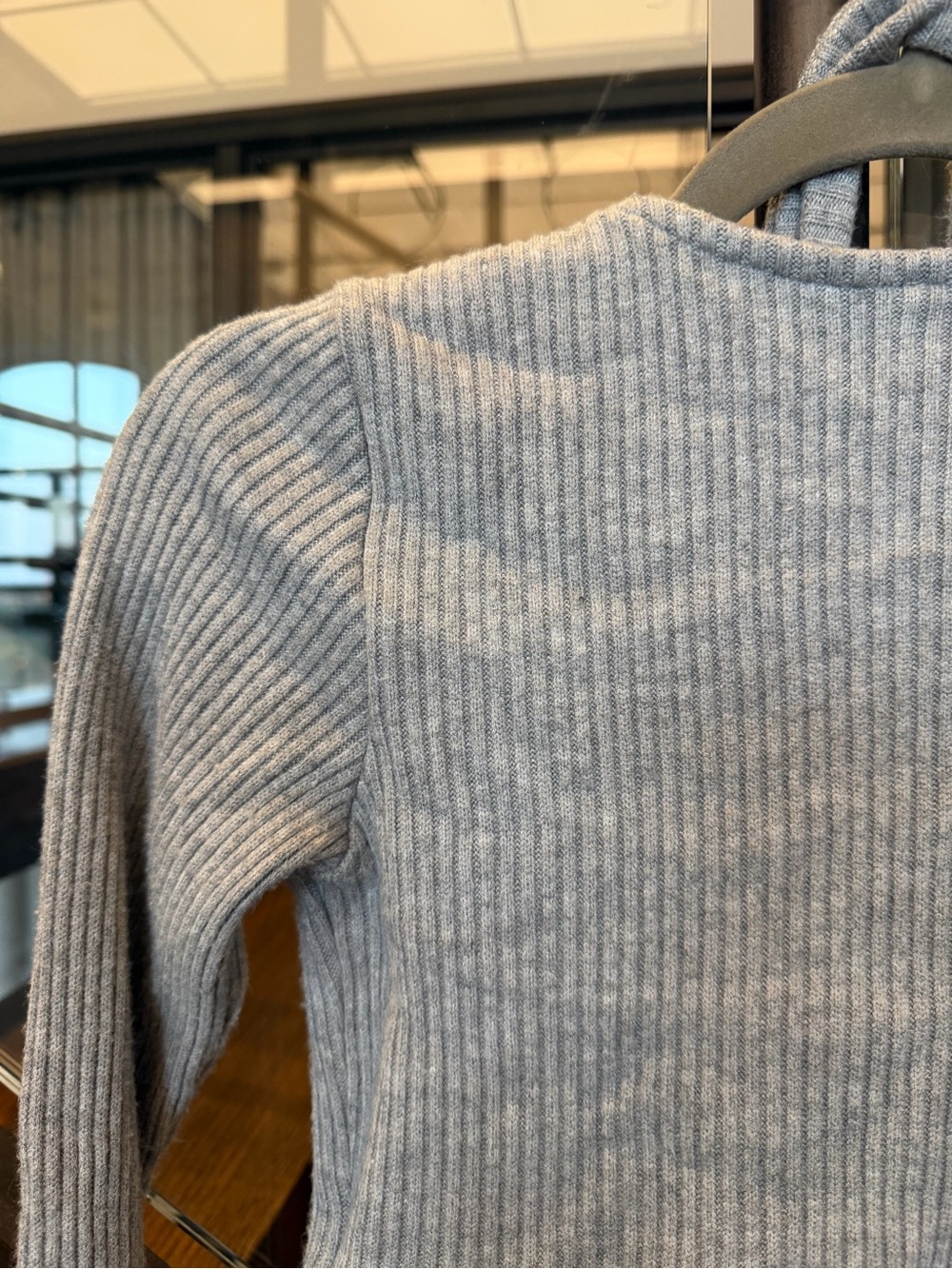 Motel Rocks Light Gray Ribbed Cropped Wrap Top - Picture 6 of 6
